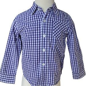 Zara Kids Boys Purple Gingham Button Down Shirt Size 2-3 Years 98cm Preppy
